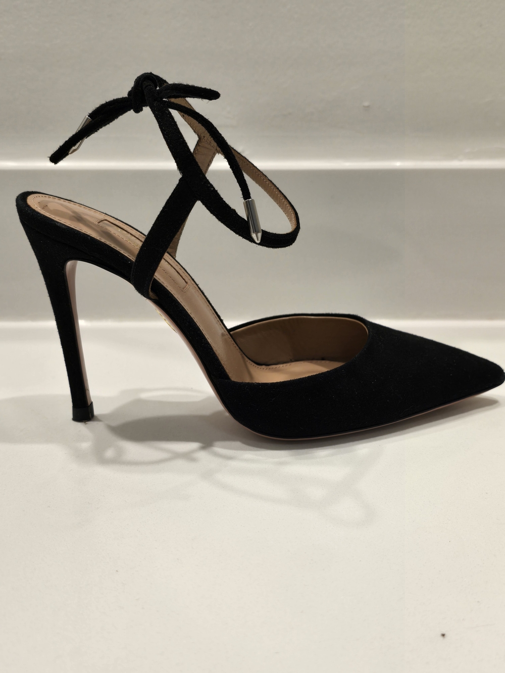 Aquazzura Firenze Size 36 New  Pointed-Toe Ankle Tie Stiletto Heels